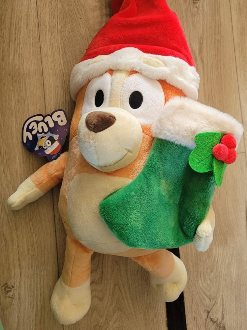 new dandee BLUEY BINGO CHRISTMAS large PLUSH holiday dog